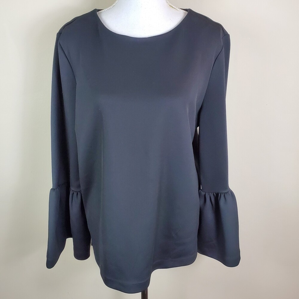 Ted Baker Womens Top 12 Black Lolare Pullover Long Bell Sleeve Blouse